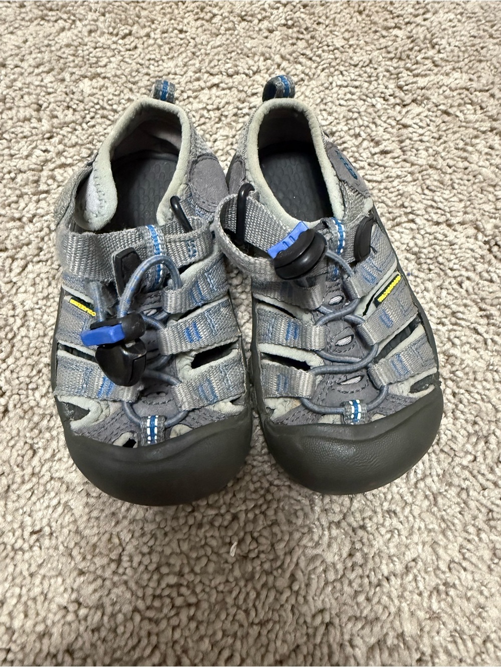 KEEN Kids Grey Sandals with Blue Accents
